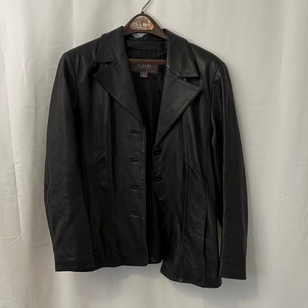Wilson’s leather, black, genuine leather blazer jacket women’s large - Picture 2 of 11